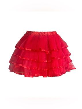 Hot Red Layered Tutu Mini Skirt